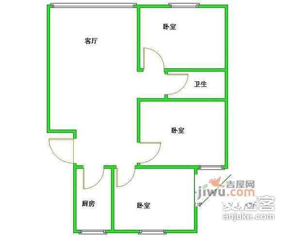 阳光水岸3室1厅1卫103㎡户型图