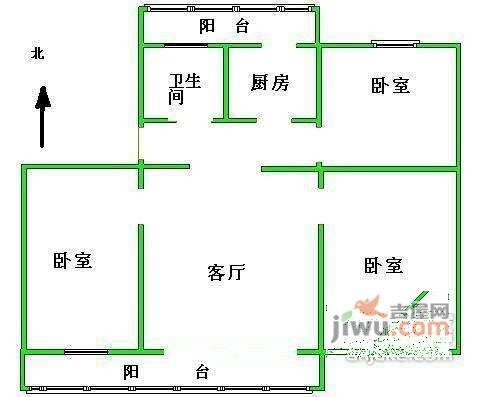 裕龙花园一区3室2厅1卫127㎡户型图