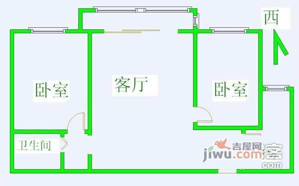 南宫西山峻景2室1厅1卫90㎡户型图