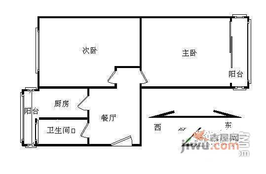 古城公园北小区2室1厅1卫67㎡户型图