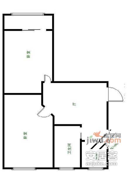 古城公园北小区2室1厅1卫67㎡户型图