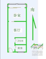 石槽1室1厅1卫46㎡户型图