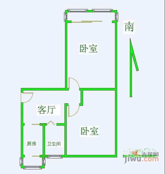 建西苑2室1厅1卫98㎡户型图