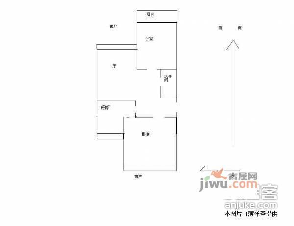 建西苑北里2室1厅1卫92㎡户型图