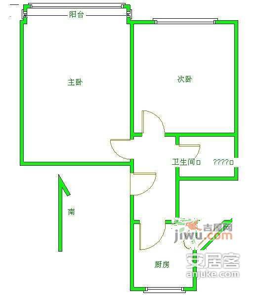 十万平小区2室1厅1卫74㎡户型图