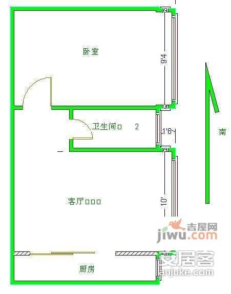 曦景长安1室1厅1卫57㎡户型图