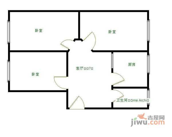 长安家园3室1厅1卫128㎡户型图