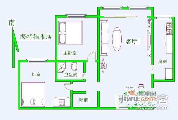 长安家园2室2厅1卫93㎡户型图