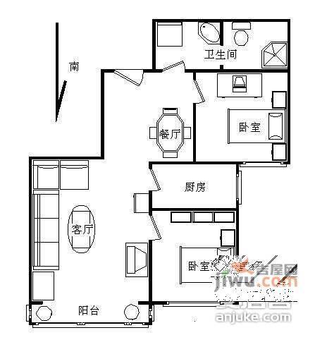 长安家园2室2厅1卫93㎡户型图