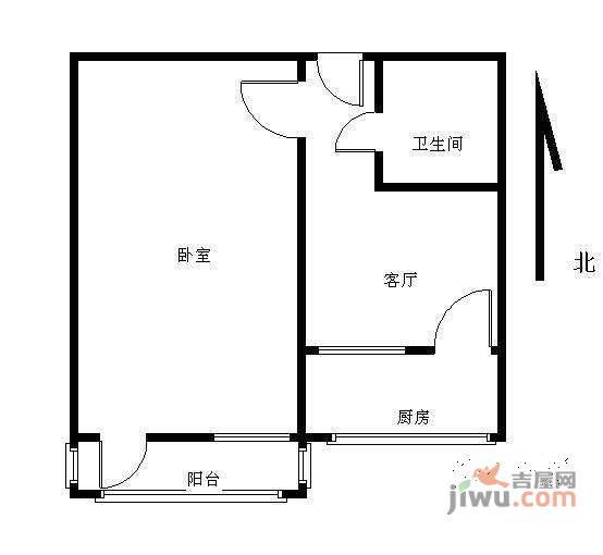 古城地铁楼1室1厅1卫58㎡户型图