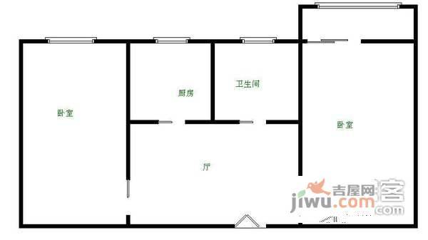 古城环卫楼2室1厅1卫60㎡户型图