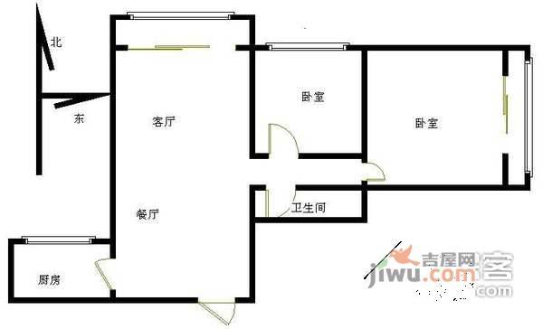 和枫雅居2室1厅1卫95㎡户型图