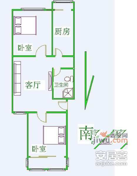 海晖公寓2室1厅1卫116㎡户型图