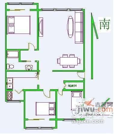 天辉公寓3室2厅1卫户型图