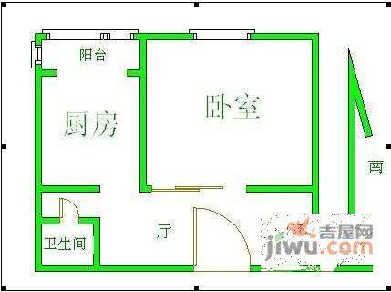 八宝山南路29号院1室1厅1卫45㎡户型图