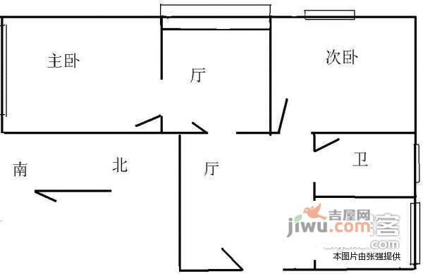 鲁谷74号院3室1厅1卫88㎡户型图