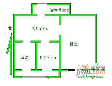 鲁谷74号院2室1厅1卫68㎡户型图