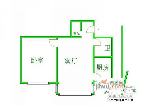 聚兴园馨领域小区1室1厅1卫58㎡户型图