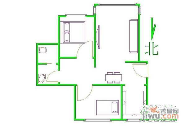 聚兴园馨领域小区2室2厅1卫128㎡户型图