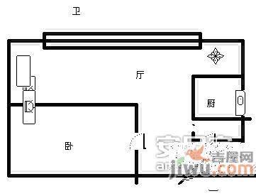 聚兴园馨领域小区1室1厅1卫58㎡户型图