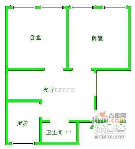 果园新里北区2室1厅1卫84㎡户型图