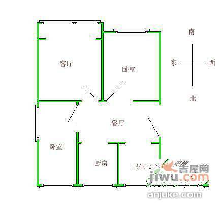 果园新里北区2室2厅1卫81㎡户型图