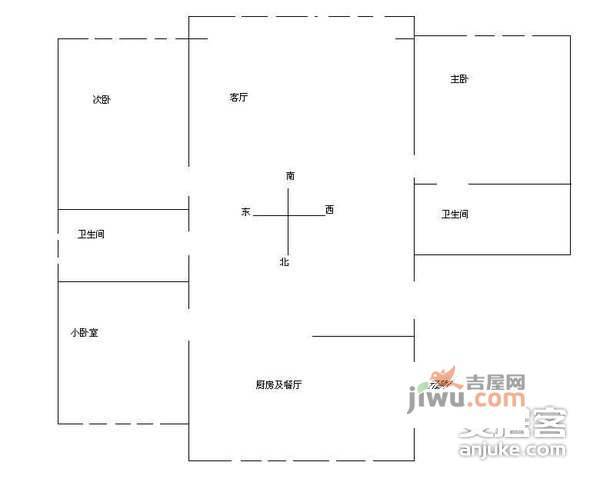 溪水花园3室2厅2卫113㎡户型图