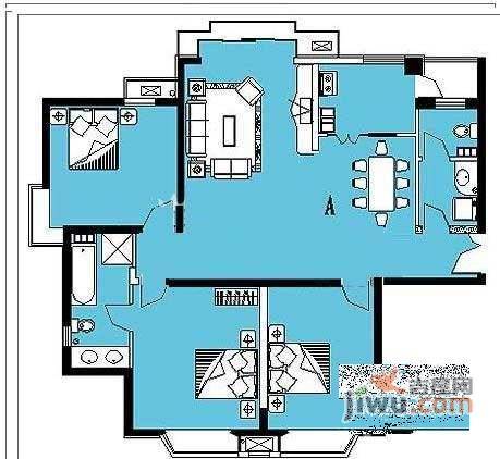 瑞海姆公寓3室2厅2卫170㎡户型图