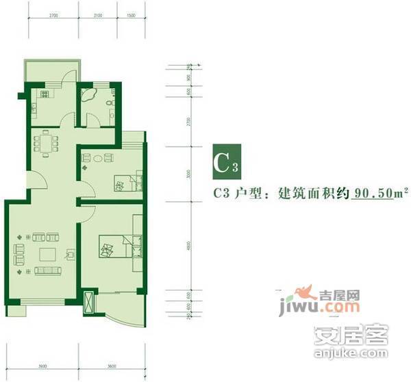 牡丹园2室2厅1卫93㎡户型图