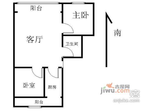 京溪小区2室2厅1卫95㎡户型图