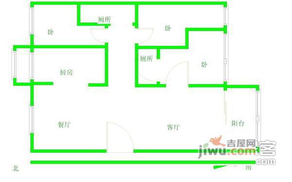 含晖苑3室2厅2卫148㎡户型图