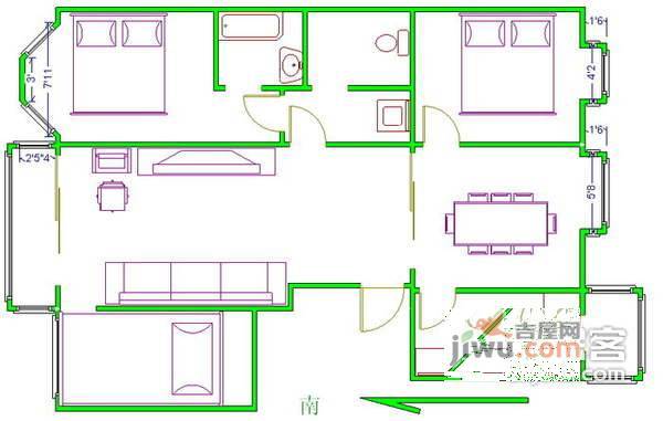 临镜苑3室2厅2卫172㎡户型图