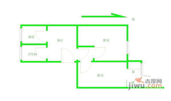 华怡家园2室1厅1卫105㎡户型图