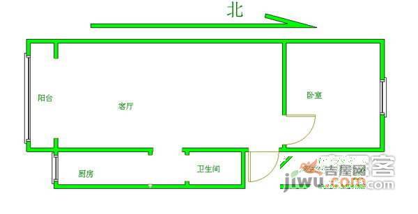 月季园小区1室1厅1卫45㎡户型图