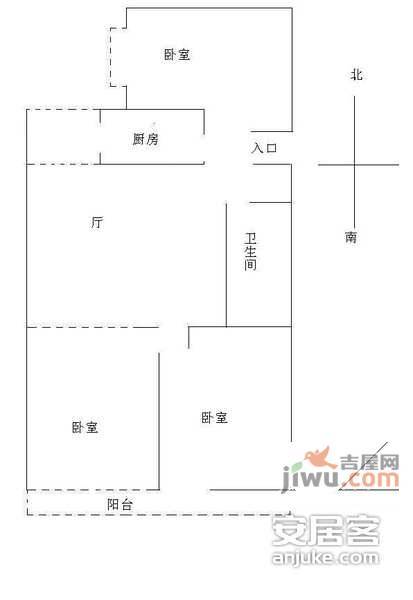 广通苑3室1厅1卫115㎡户型图