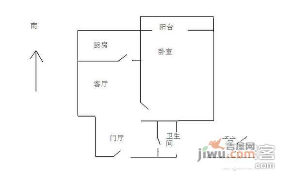 金沟河2号院1室1厅1卫户型图