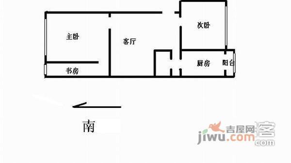 田村40号院2室1厅1卫70㎡户型图