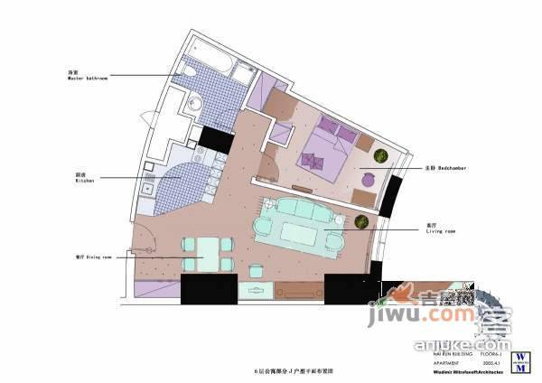 纽约客1室2厅1卫90㎡户型图