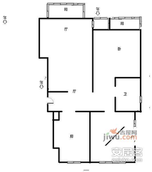 中铁置业翰庭2室1厅1卫98㎡户型图