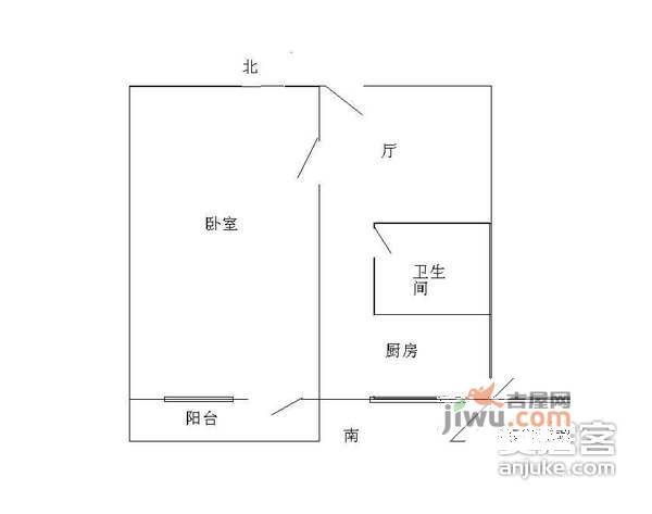 军博小区1室1厅1卫55㎡户型图