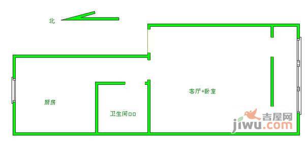 军博小区1室1厅1卫55㎡户型图