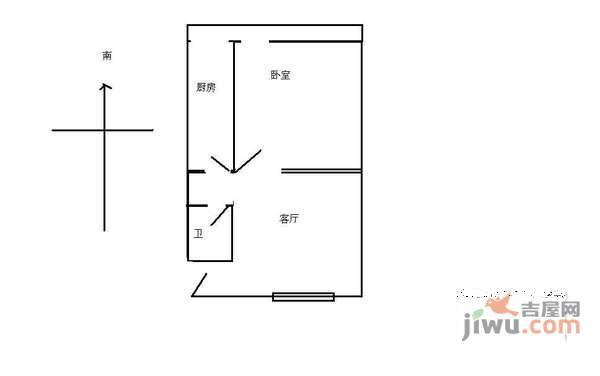 会城门小区1室1厅1卫47㎡户型图