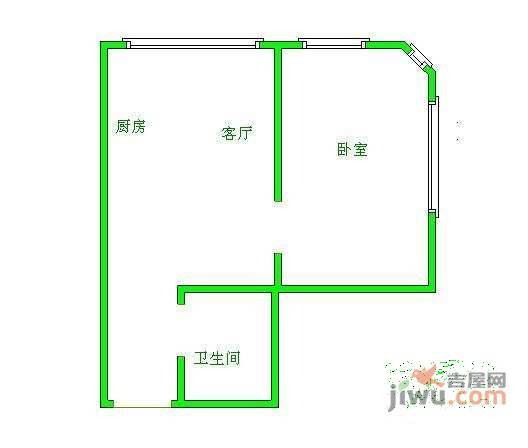 天秀花园荷塘月舍1室1厅1卫72㎡户型图