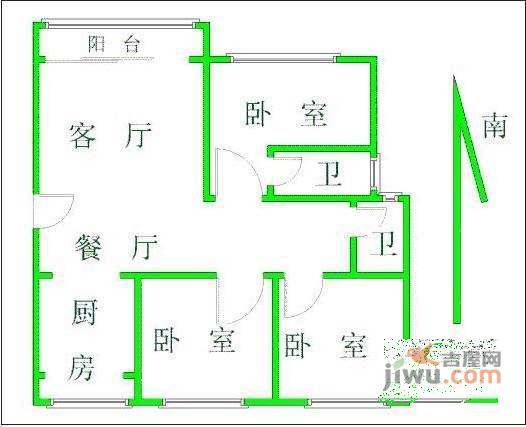 百旺新城春晖园3室1厅1卫142㎡户型图