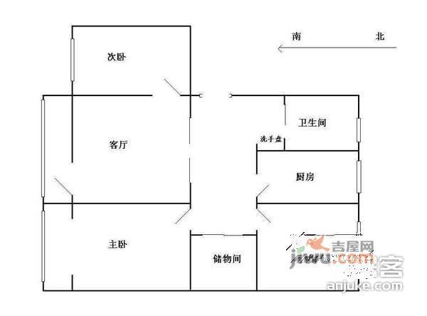 门头馨村3室1厅1卫125㎡户型图