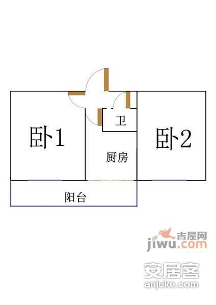 文慧园10号院2室1厅1卫84㎡户型图