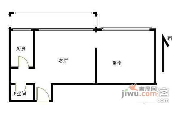 文慧园1室1厅1卫55㎡户型图