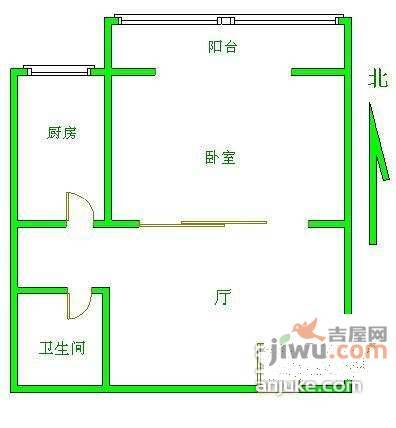 文慧园1室1厅1卫55㎡户型图