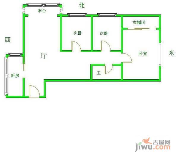 文慧园3室1厅1卫110㎡户型图