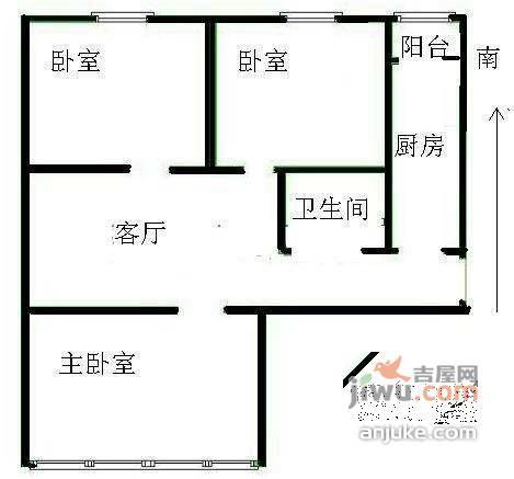 阳光南里3室1厅1卫110㎡户型图